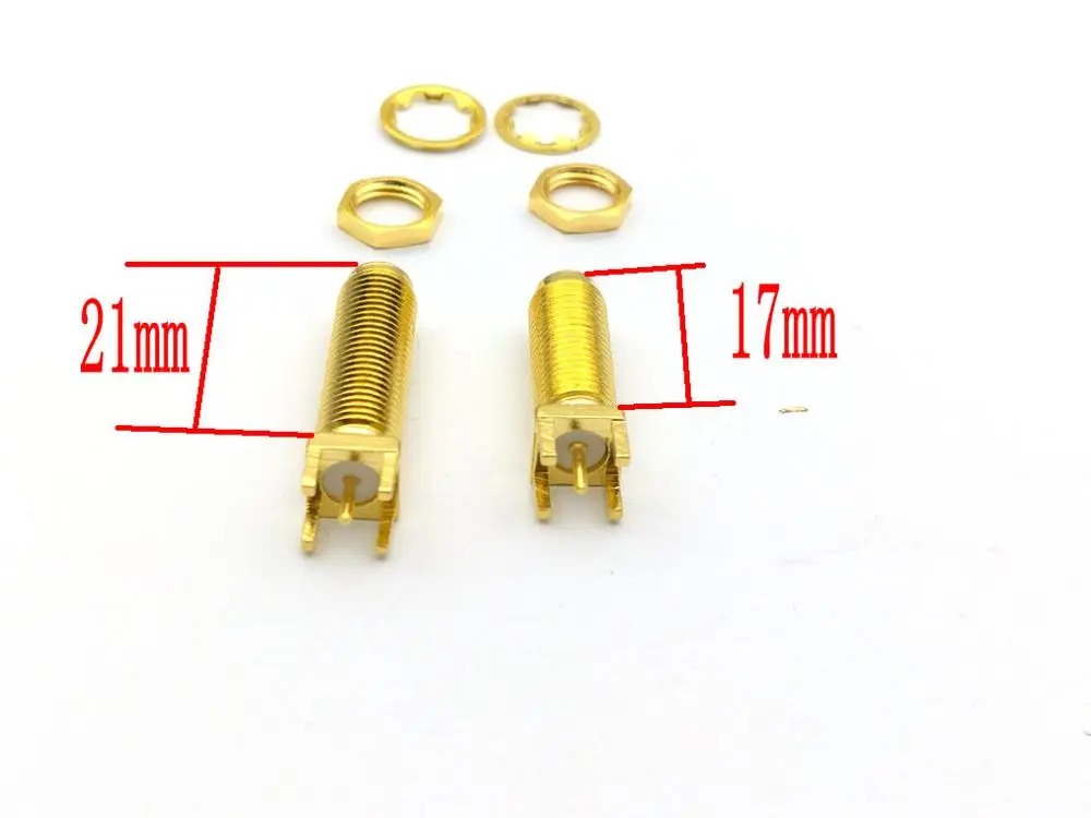 100Pcs SMA female Panel Mount PCB Straight 17mm 21mm Solder RF Coax ADAPTER