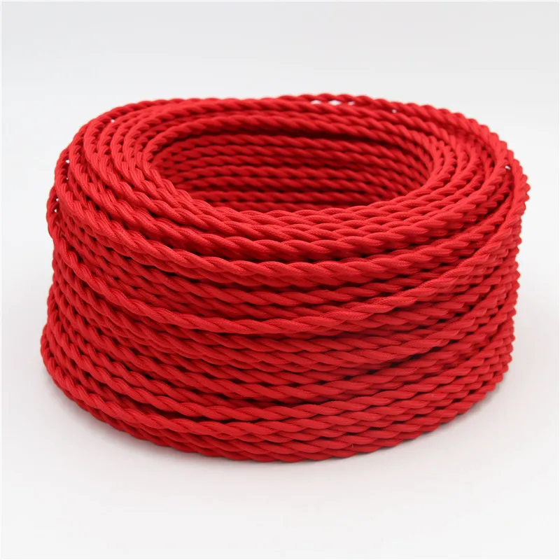 3 Core 0.75mm2 Vintage Fabric Covered Twisted Cable Retro Electrical Wire Cords for Pendant Lamp