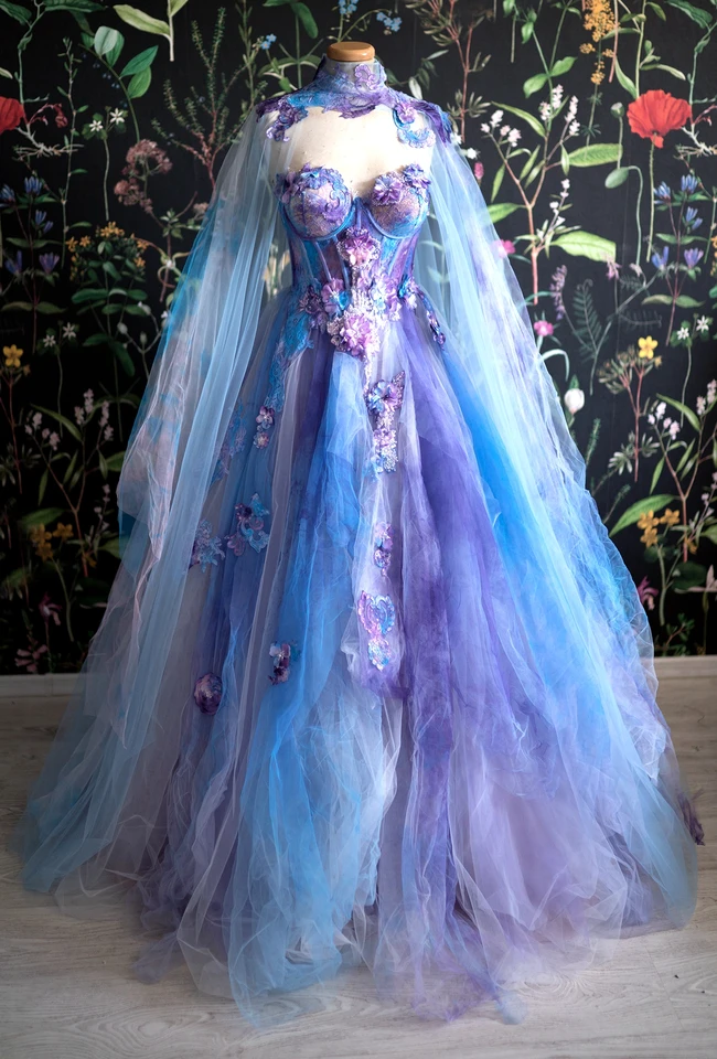 Pretty Purple And Blue Party Dress A-Line Sweetheart Applique Dress Corset  Tulle Occasion Dress Fairy Halloween Parties Dresses - AliExpress 320