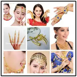 5pcs ethnic dance avalokitesvara belly dance nail sets nail wrap India dance false finger nail dancing costume props