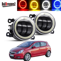 2 X Angel Eye Fog Light Assembly For Opel Corsa D Hatchback 2007-2015 Car LED Lens Fog Daytime Running Lamp DRL 30W H11 12V