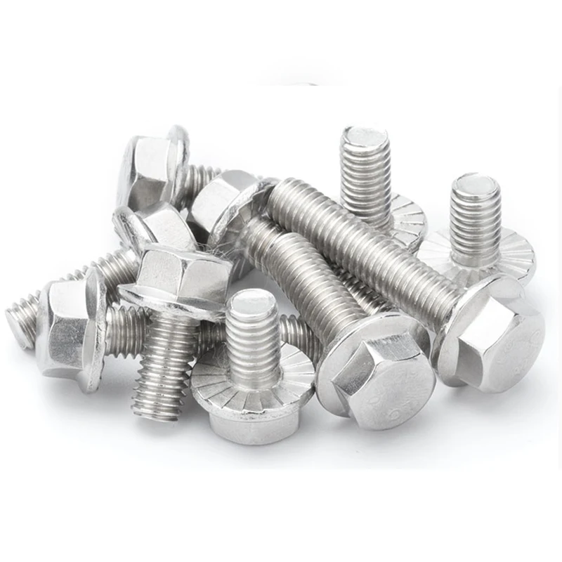 1/10pcs M5 M6 M8 M10 M12 A2-70 304 Stainless Steel GB5787 Hexagon Head with Serrated Flange Cap Screw Hex Washer  Bolt