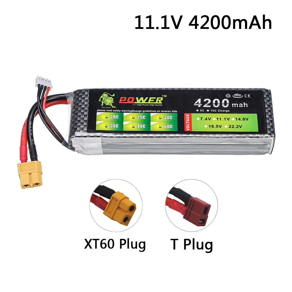 11.1v Lion Power lipo battery 3S 11.1V 4200mah 35C rechargeable battery for RC toys Car aircraft Drone rc model T plug XT60 plug