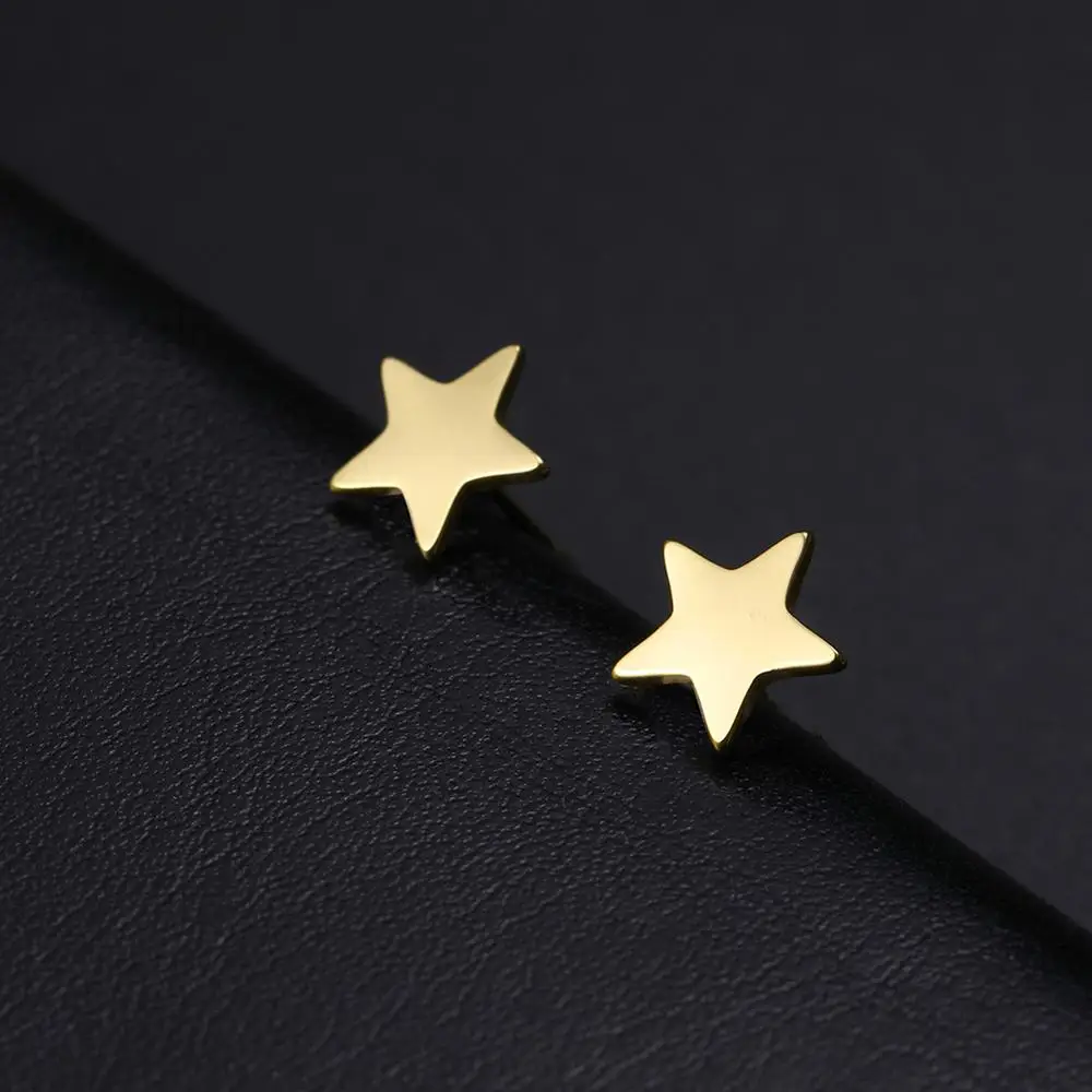 Sipuris Simple Star Stud Earrings Stainless Steel Pentagram Minimalist Earrings For Women Jewelry Girlfriend Gift Gold Color