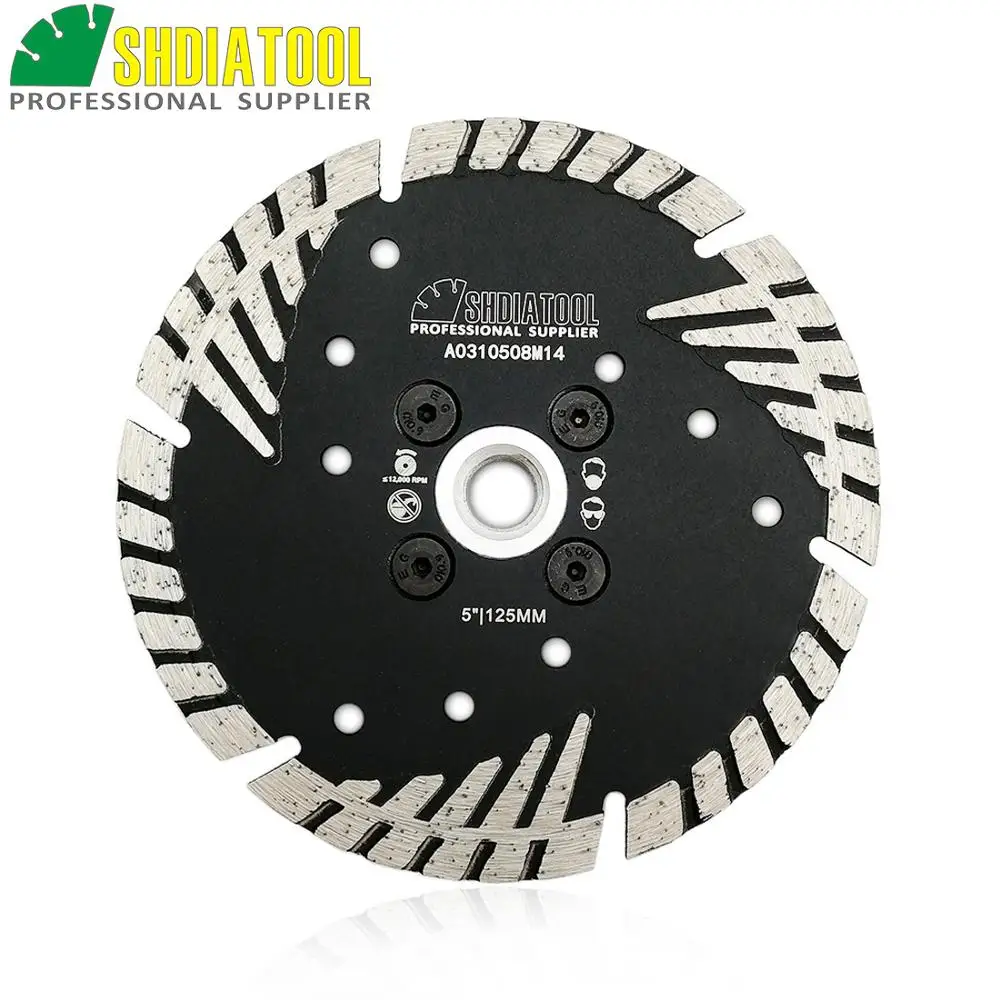SHDIATOOL 2pcs 125mm Hot PressedDiamond Cutting Discs 5/8-11 FLANGE Diamond Turbo Blade Slant Protection Teeth concrete granite