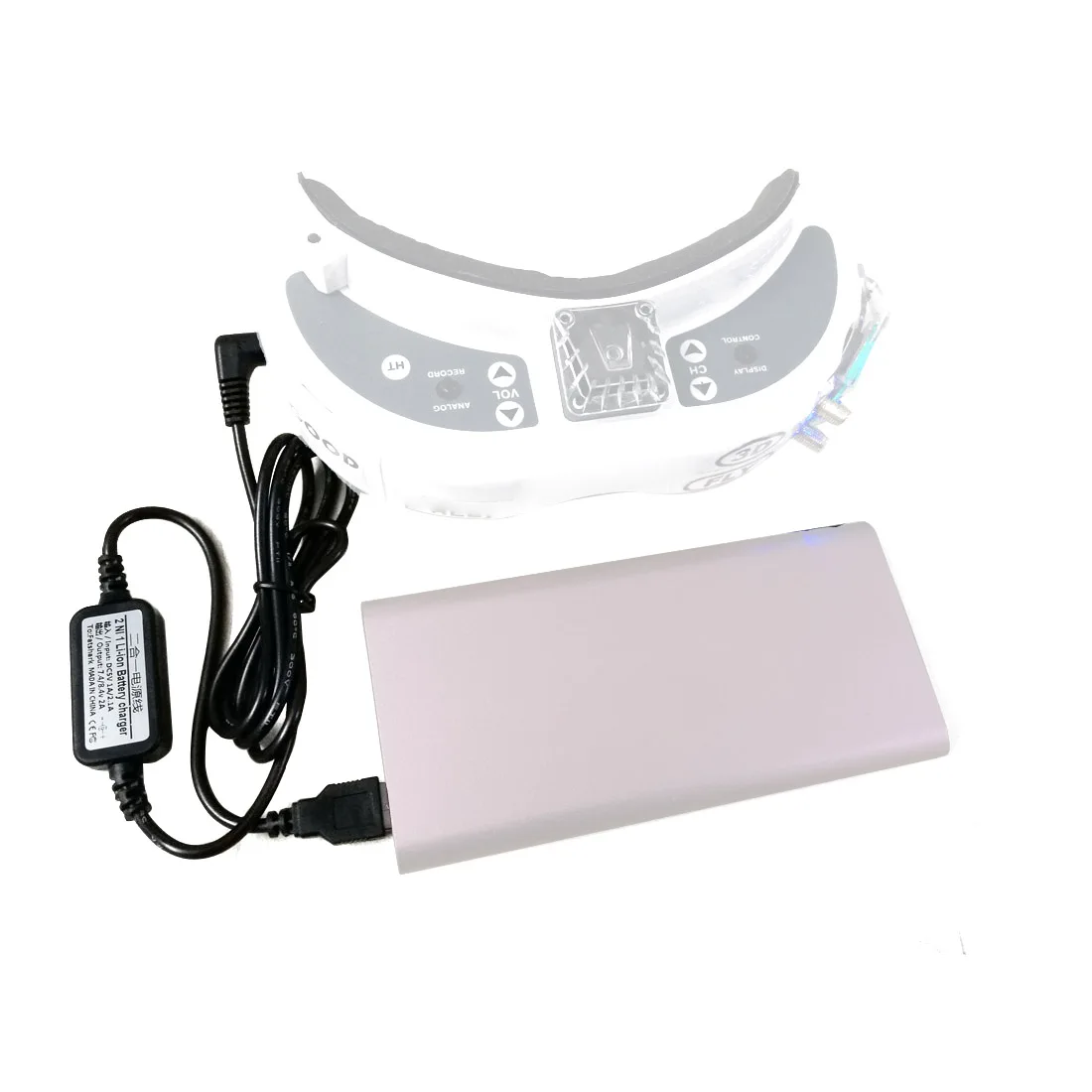 2 في 1 بطارية ليثيوم أيون ليبو إمداد الطاقة كابل شحن شاحن تيار مستمر 7.4 فولت 2A لنظارات Fatshark FPV RC نماذج اللعب