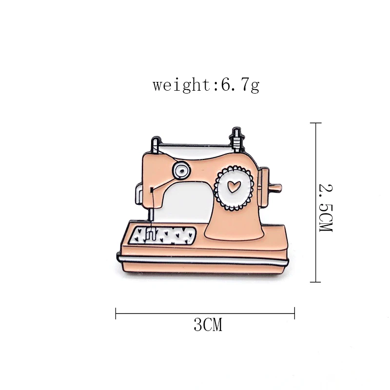 Creative Fun Cartoon Love Retro Sewing Machine Enamel Brooch Alloy Badge Denim Clothes Bag Pin Cute Sweet Punk Jewelry Gift