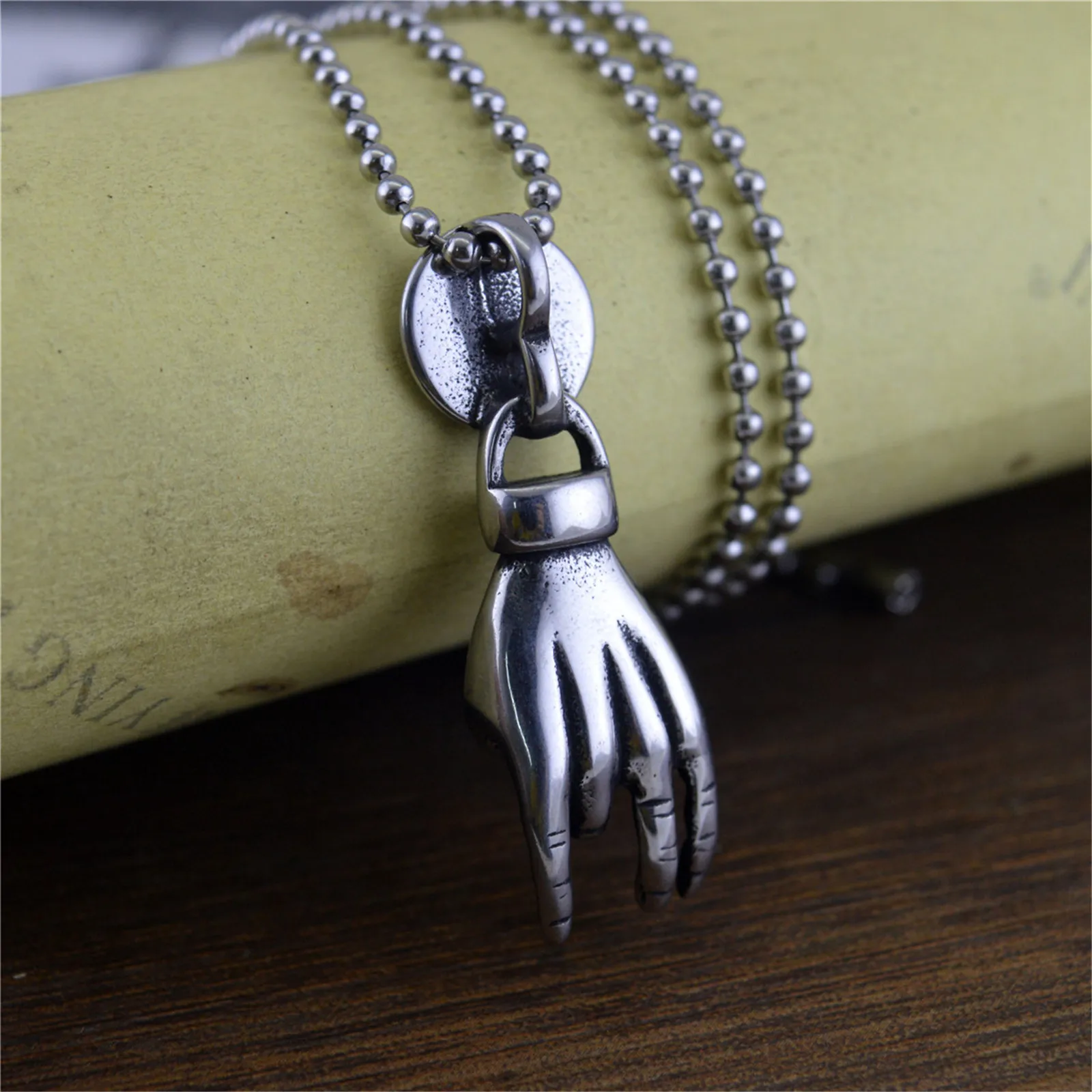 Om Symbol Lotus Fingers Hand Buddha Eye Stainless Steel Pendant Necklace Punk Hip Hop Retro Vintage Religious Jewelry