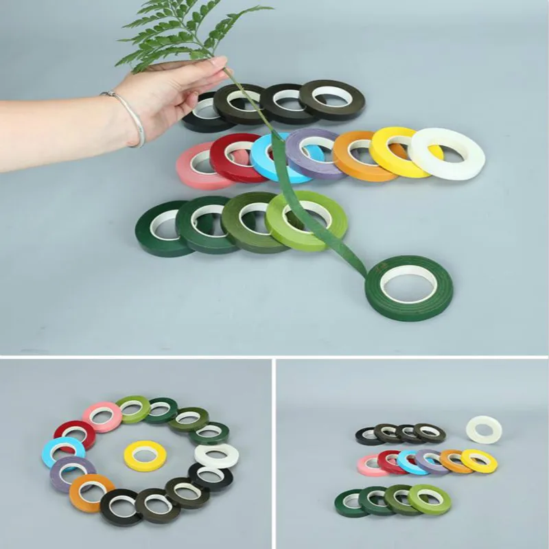 1 Stück Bonbonfarbenes Regenbogen-Papierband Beschreibbares Klebeband für Girlanden Kränze DIY Handwerk Künstliche Seidenblumen 1 Rolle Floristenband für Blumenstiele