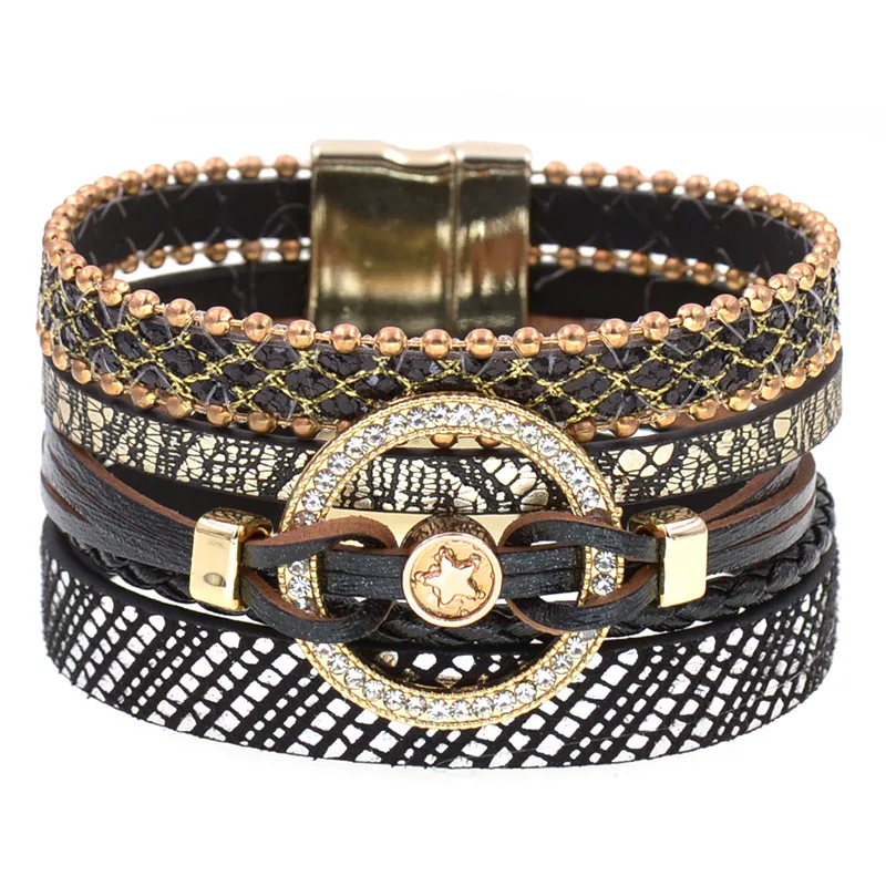 Charm Leather Bracelets For Women Trendy Boho bracelet Multilayer Wrap Bracelet women Female Jewelry