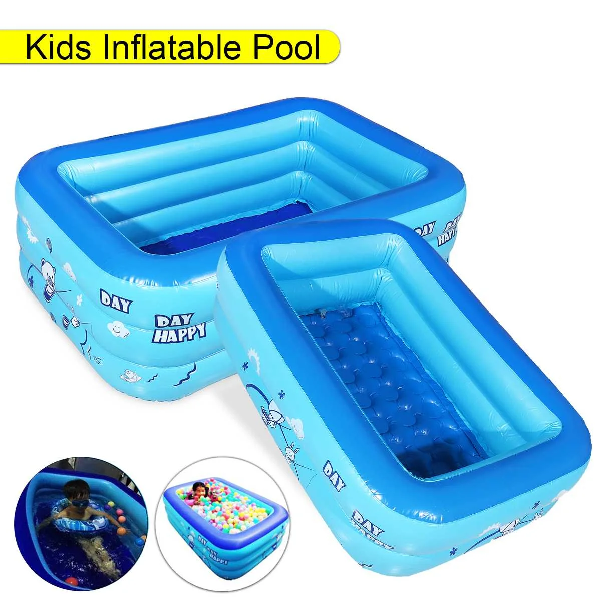 Inflatable Square Swimming Pool Children Inflatable Pool Bathing Tub Baby Kid Home Outdoor Large Swimming Pool 120cm 2/3layers