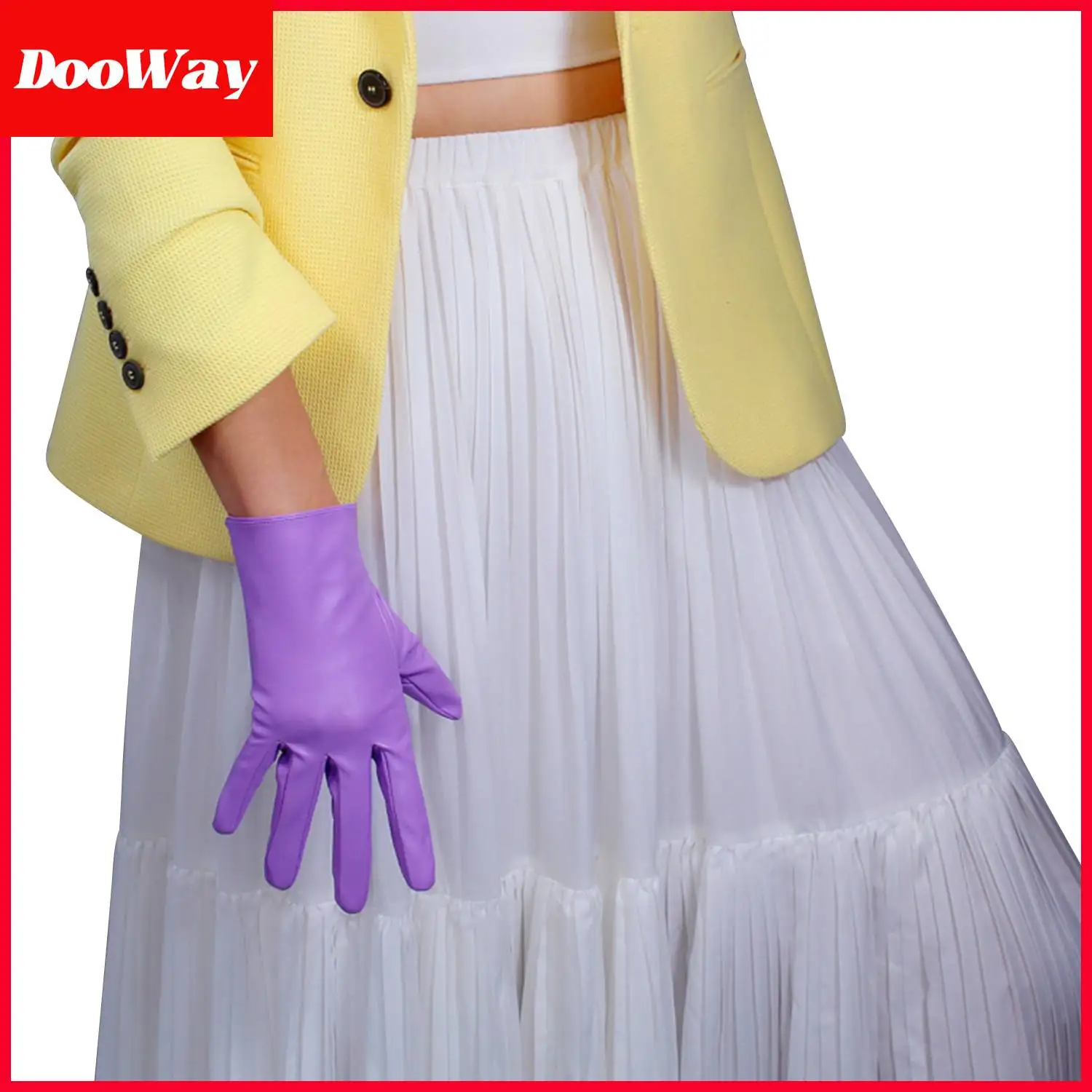 DooWay Faux Leather Gloves Warm Handmade for Women Dress Outdoor Driving Lilac