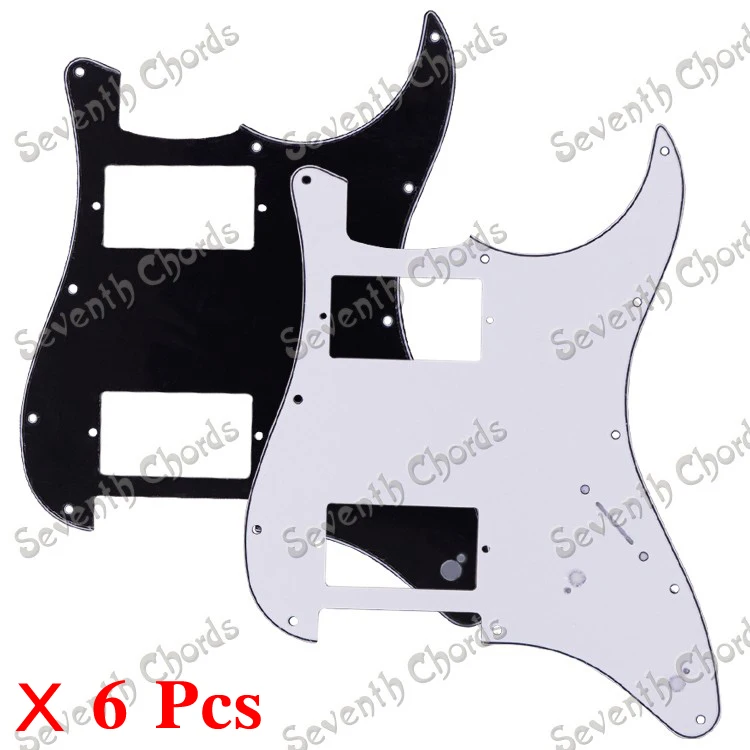 

6 Pcs 3 Ply 2 Pot Mount Hole HH Electric Guitar Pickguard Scratch Plate Scratchplate Pick Guard Anti-scratch Plate (HHHB-XS21)