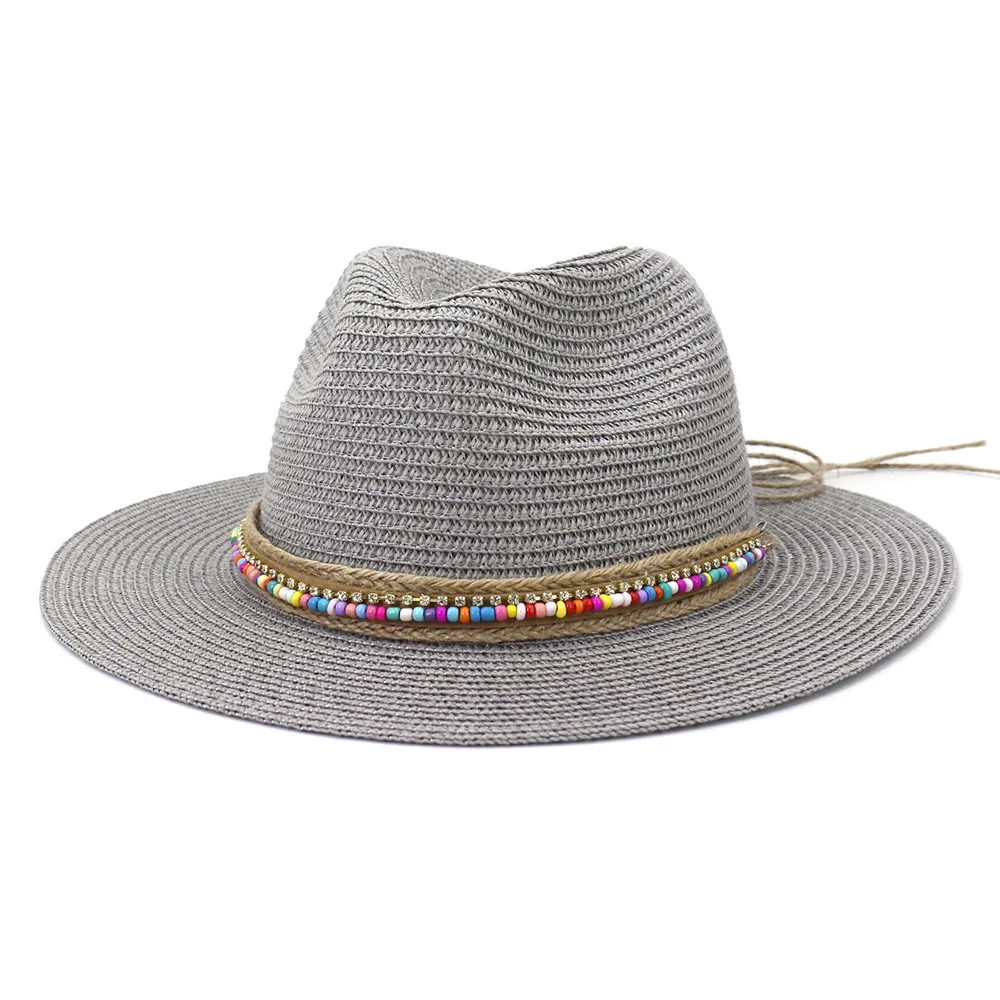 Pink Panama Hat Womens Sun Hat Straw Beach Fedora Summer Hat Wide Brim Sombreros