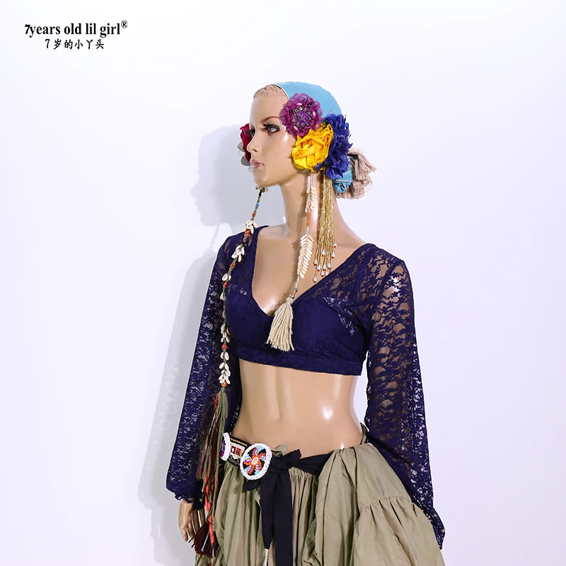 Belly Dance Top Ats Tribal Iace Choli Ianternเสื้อ \ \ \ \ \ \ \ \ \ \ \ \ \ \ \ \ \ 'Sเครื่องแต่งกายFQQ03