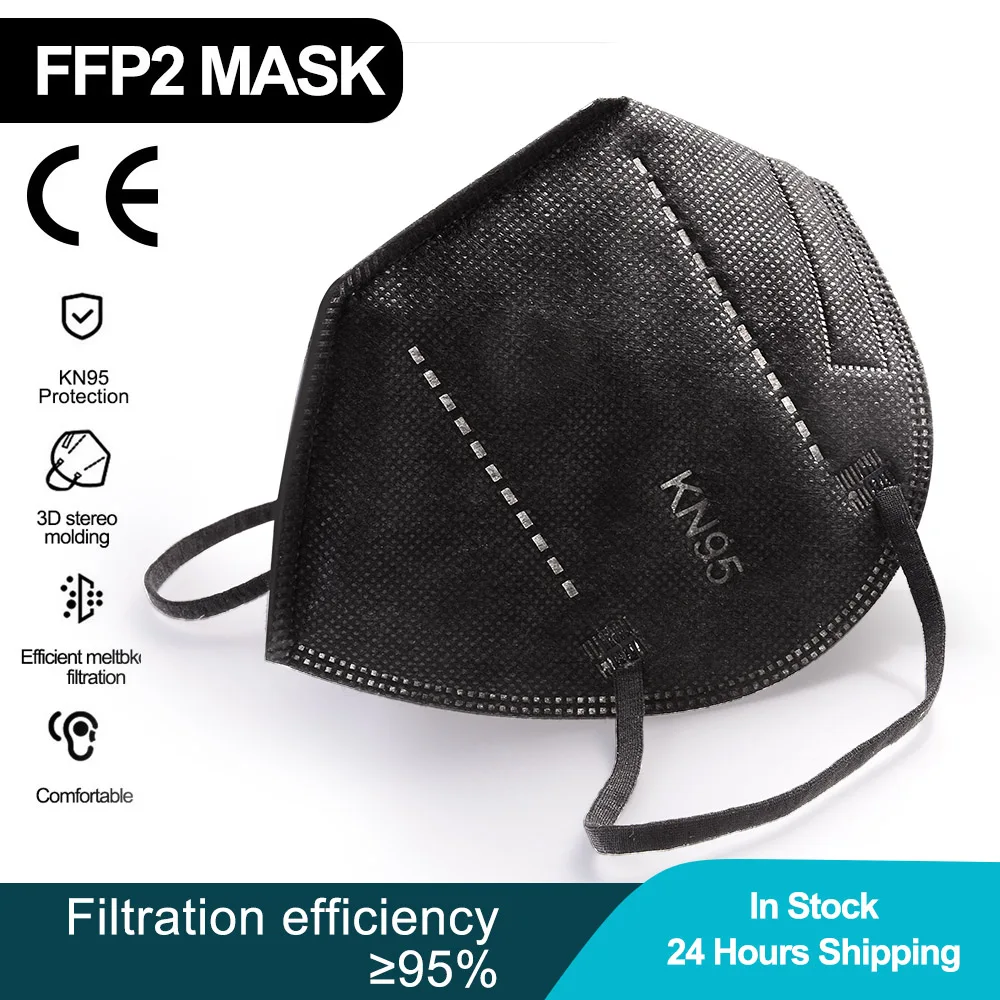 

50PCS KN95 FFP2 Face Mask 5 Layers Filter Anti dust Breathable Mask KN95 For Adult Mask Filter Mascarillas ffp2reutilizable