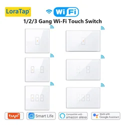 LoraTap Tuya Smart Life 1,2,3 Gang EU/US Light Touch Panel Switch App telecomando temporizzazione vocale operare tramite Google Home Alexa