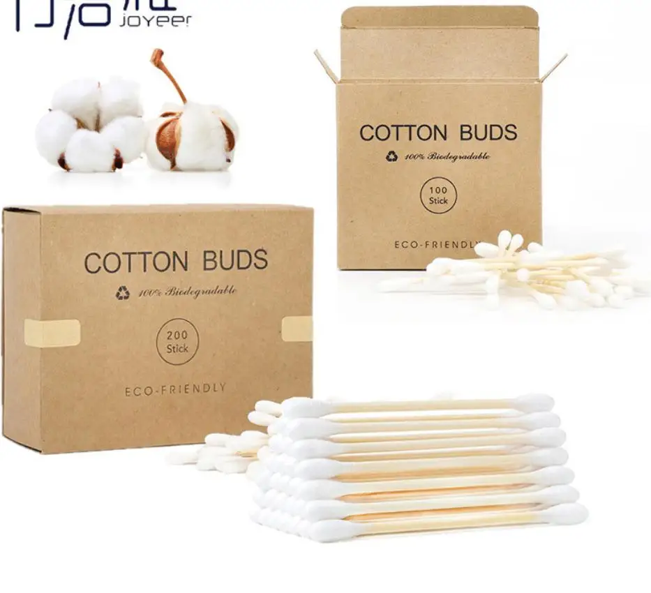 100Pcs Bamboo Cotton Swab Organic White Purification Dust-Free Sterile Cotton Buds Natural Cosmetic Tips Environmental T0214