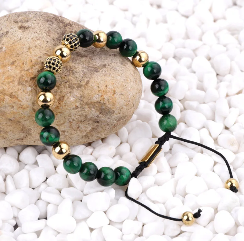 Pulsera de piedra Natural con cuentas de ojo de tigre para hombre y mujer, joyería de diseño único, regalo