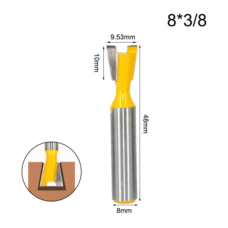 LA VIE 1pc 8mm Shank Dovetail Joint Router Bits Set 14 Degree Woodworking Engraving Bit Milling Cutter For Wood MC02220