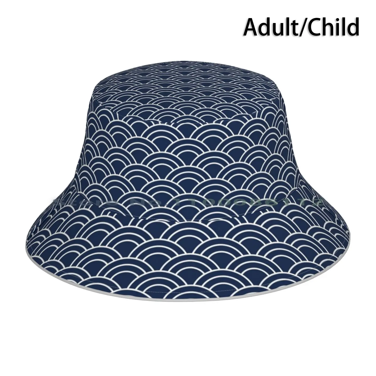 Waves / Japanese / Navy Blue Bucket Hat Sun Cap Beach Waves Japanese Art Ocean Surfer Surfing Cool Water Asian Gift Idea