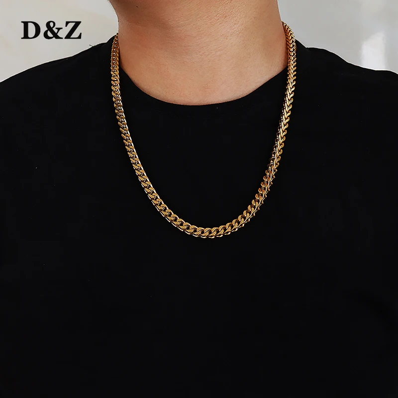 D&Z 6mm Stainless Steel Franco Chain In Gold Silver Color 18\'\'20\'\'22\'\'24\'\'Classical Choker Chain Men\'s Hip Hop Rapper\'s Jewelry