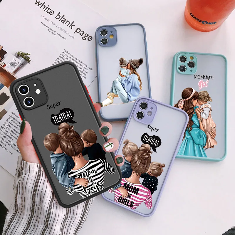 Super Mom Phone Case For iphone XR X XS SE2 Baby Girl Fashion ard Family cover For iphone 16 15 12 11 14 13 Pro Max 15 7 8 Plus