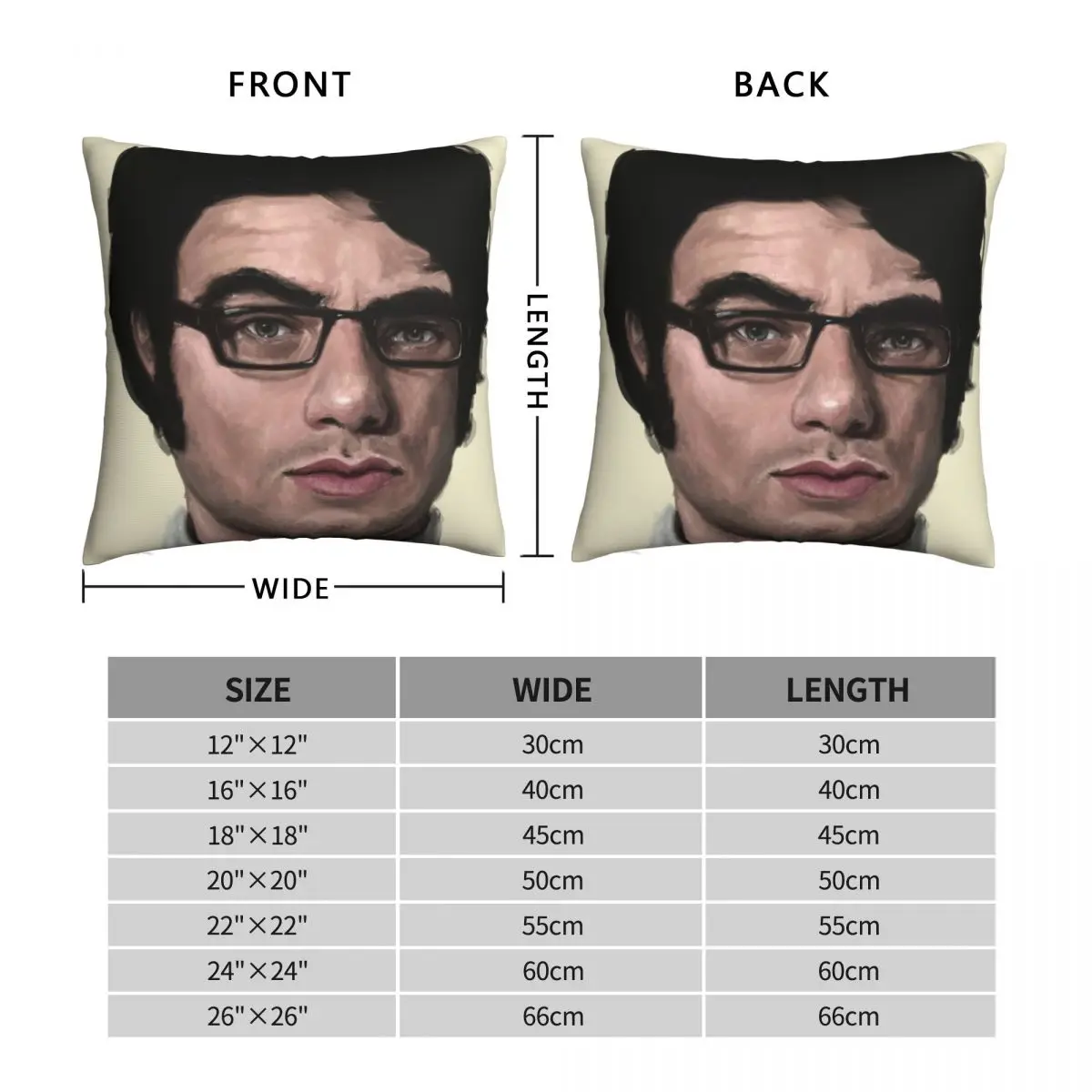 Jemaine Clement Saucy Eyebrow Square Pillowcase Polyester Linen Velvet Pattern Decor Throw Pillow Case Room Cushion Case 45x45