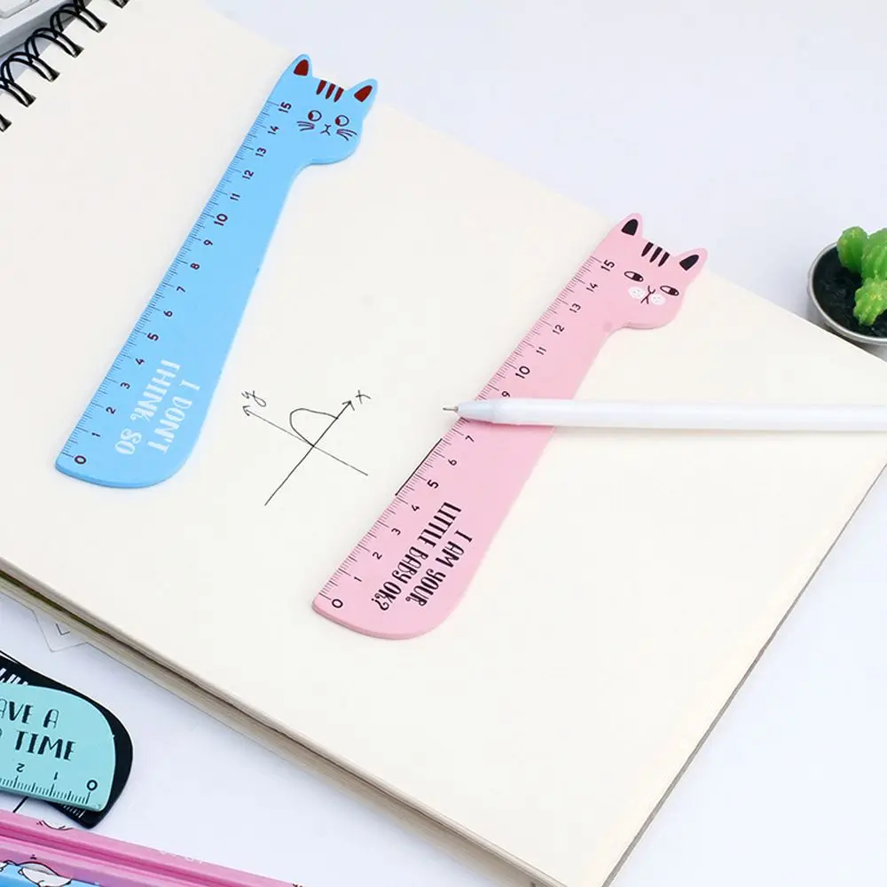 Gift Drafting Supplies Student Stationery Office Tool Animal Cat Shape Wooden Ruler Cartoon Ruler Straight Ruler