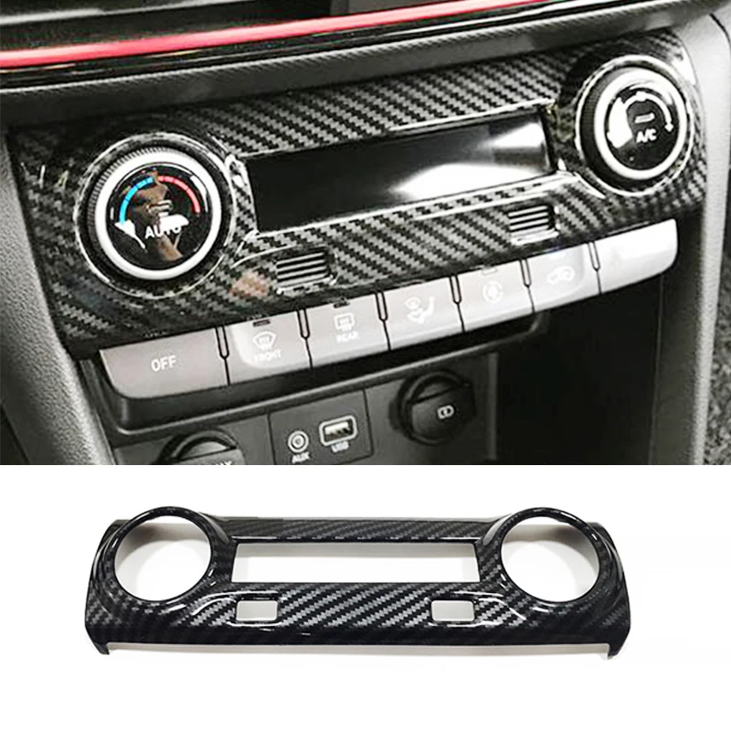 

For Hyundai Kona Encino 2018 2019 Accessories ABS Matte/Carbon fiber Car air conditioner Switch panel Cover Trim Car Styling