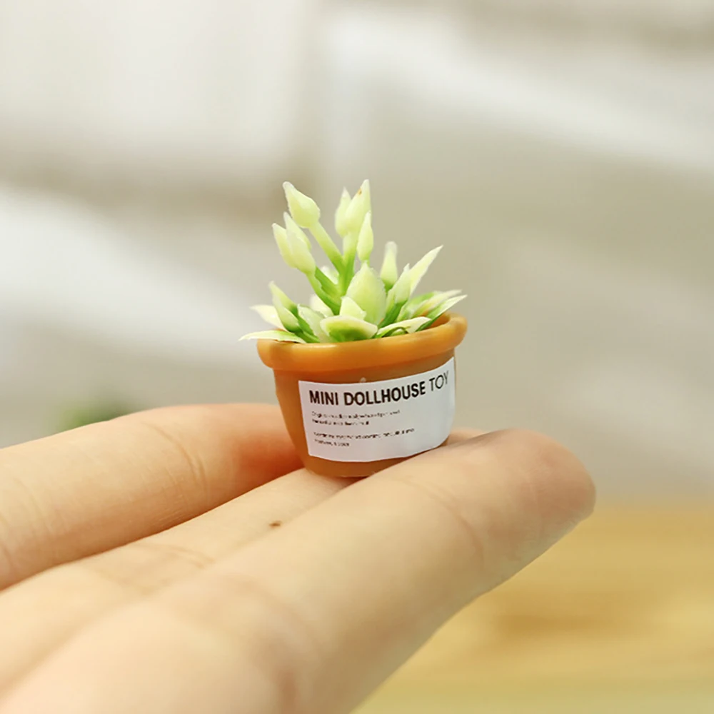 1Pcs 1/12 Dollhouse Miniature Accessories Mini Resin Potted Plant Simulation Flower Model Toys Doll House Decoration