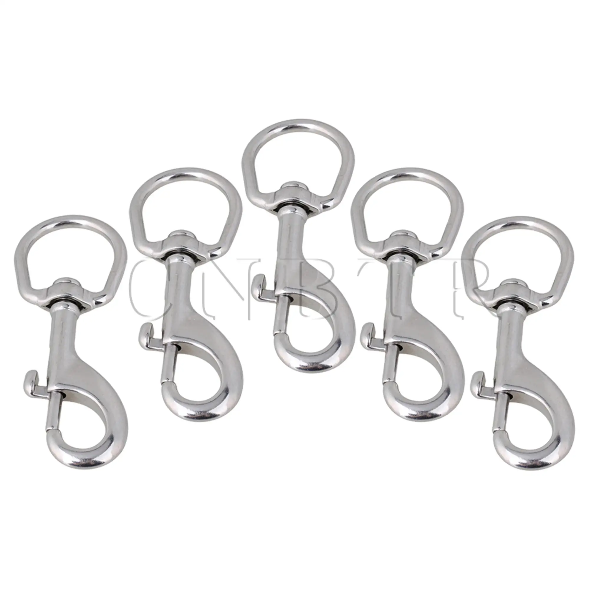 CNBTR 5pieces 304 Stainless Steel Snap Hooks Round Eye Key Chain Clip 115mm Silver