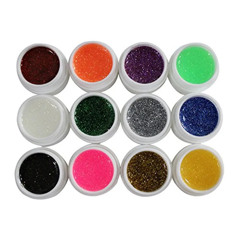 Warm Girl 24 Pcs ผสม12 Pure 12 Glitter สี UV Builder เจลเจลสำหรับเล็บตกแต่งเคล็ดลับ