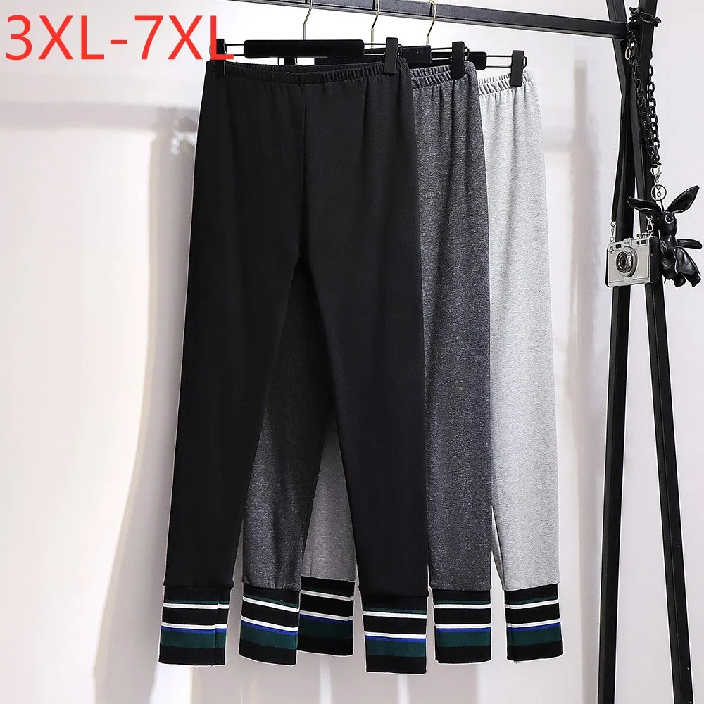 

New 2021 Spring Autumn Plus Size Basic Pencil Pants For Women Large Slim Elastic Black Sports Trousers 3XL 4XL 5XL 6XL 7XL