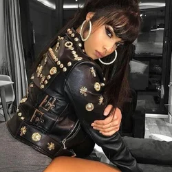 Autumn New Women's Leather Coat Sheepskin Leather Short Motorcycle Slim Heavy Industry
