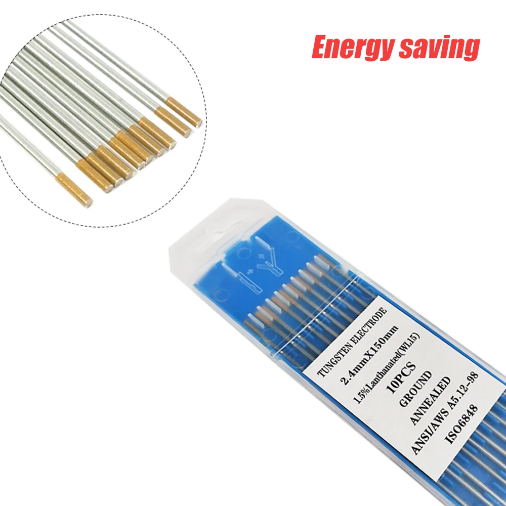 10 Buah WL15 Emas 1.5% Elektroda Tungsten Lantanasi 1.0/1.6 /2.0/2.4/3.2/4.0*150Mm Jarum Tungsten Profesional