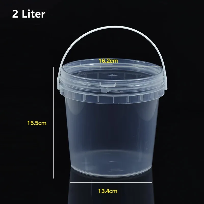 1PCS 2L Food Grade plastic Bucket with Lid and Handle Leakproof Storage container for Liquid Oil Honey BPA Free