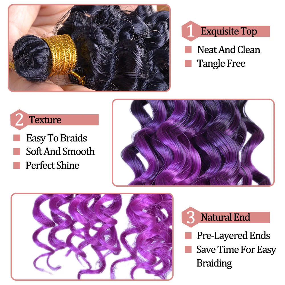 Linwan Water Curl Wave Hair 14inch Afro Curls Kinky Twist African Curls Bulk Crochet Braid Synthetic Braiding Hair Extensions