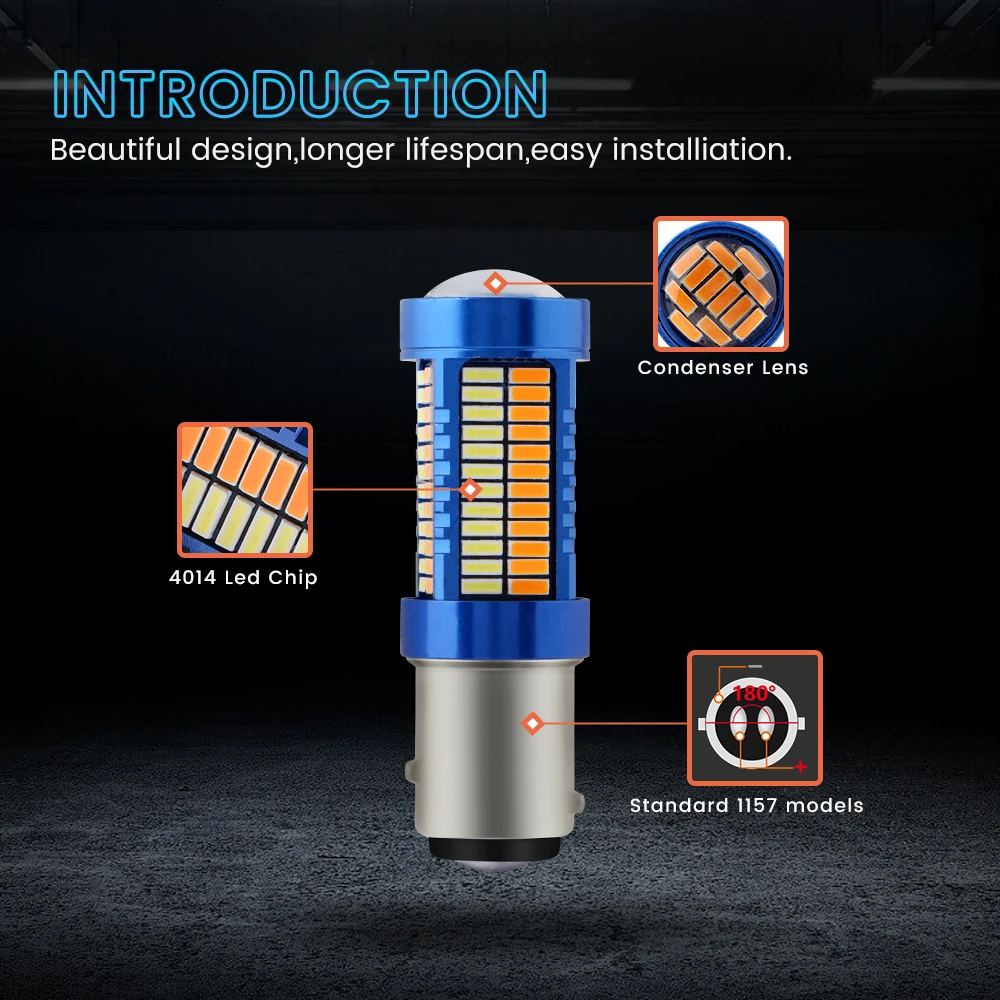 Bombilla LED de circulación diurna, señal de giro, Blanco/ámbar, dos colores, P21/5W, 1157, 2057, SMD, 2 piezas, 2357, 1154, 7528, 4014, 108