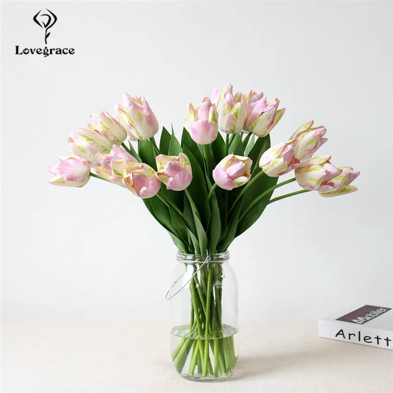 Pu flor artificial de tulipa, toque real, buquê de flores falsas para festa de casamento, decoração de casa e ar livre, entrega rápida