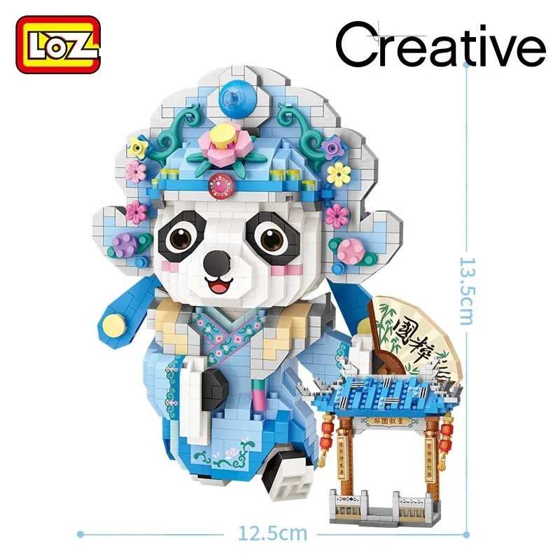 LOZ Panda Xiaosheng National Essence Micro-diamond building blocks the national tide is in the lead Liyuan stage opera assembly