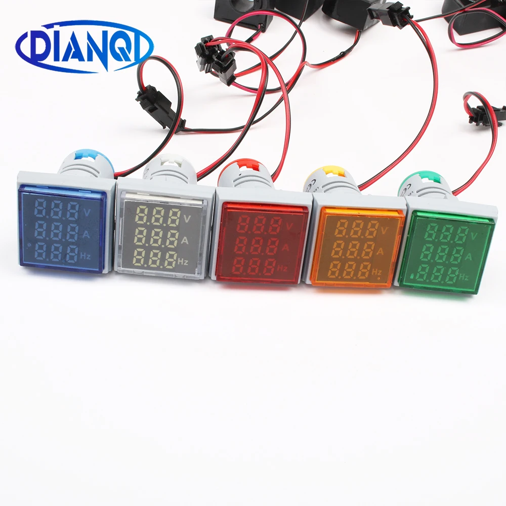 デジタル3-in-1電圧インジケーター,22mm,ac電流計,電圧計,hz,led電流計,信号計,ac 60-500v,カラフルな周波数