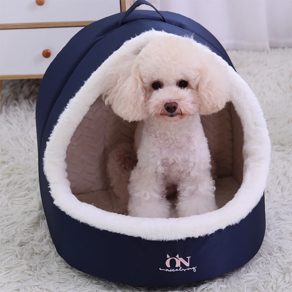 Hoopet Dog Cave Bed Pet Cat Indoor House Warm Washable Removable Mat Cozy Cuddlers Bed Tent For Cat Small Dog Rabbit Igloo