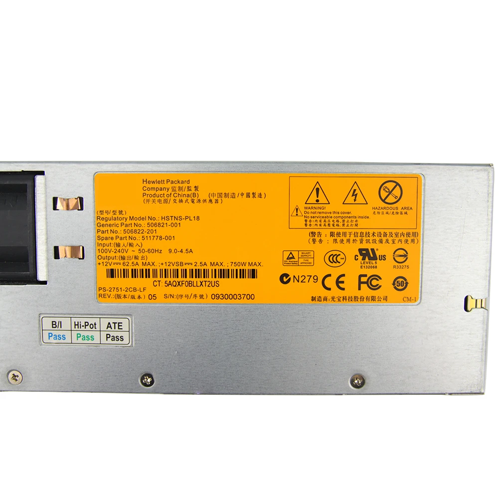 Used 750W Server Power for HP DL380 G6 G7 HSTNS-PL18 511778-001 DPS-750RB A Power Supply PSU