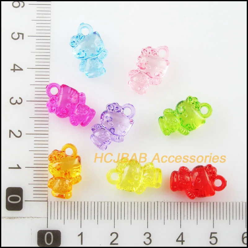 70 New Animal Cats Charms Acrylic Plastic Pendants Clear Mixed 10x16mm