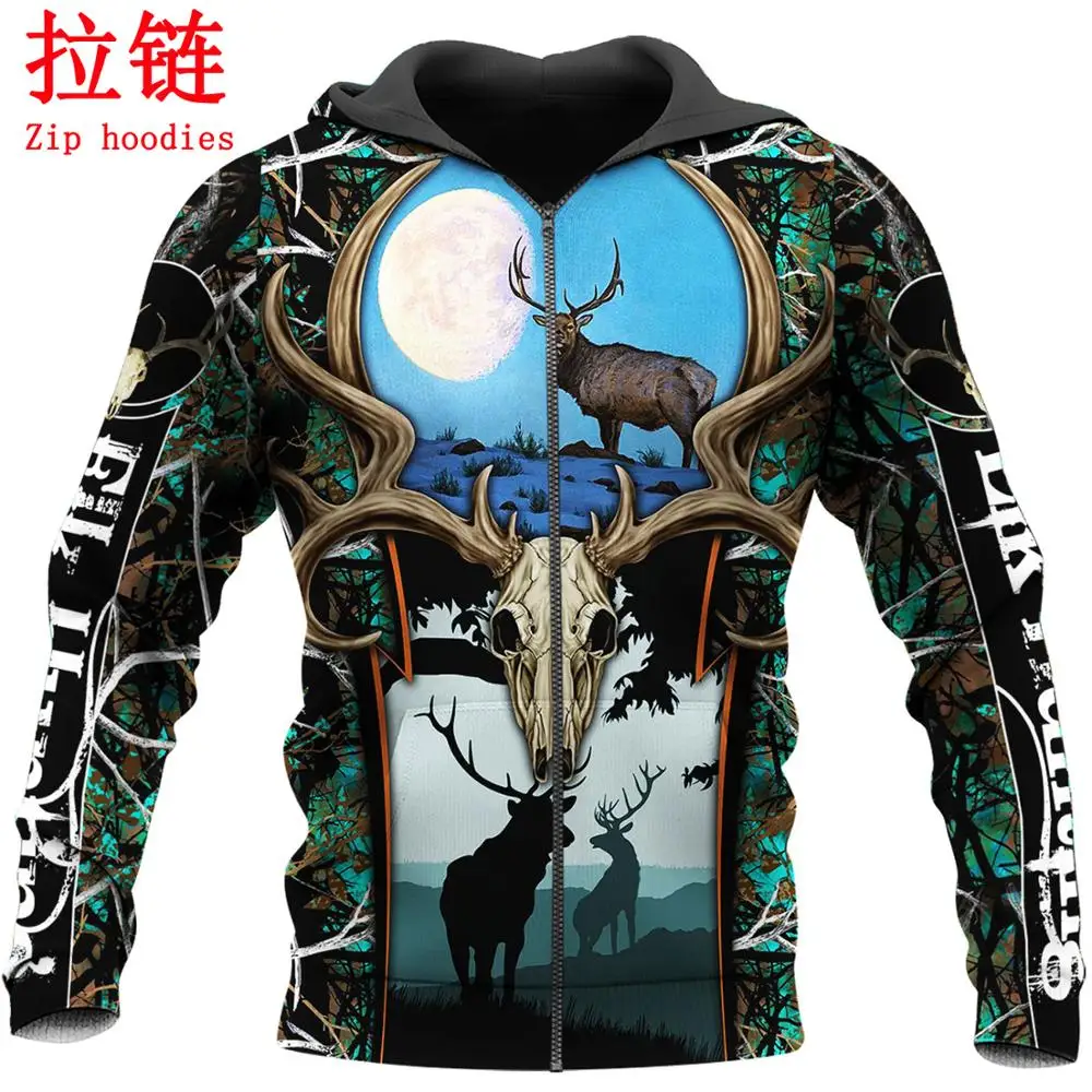 Sudadera con capucha para hombre, con estampado 3D de alce de animal, Harajuku, informal, KJ083, 2020