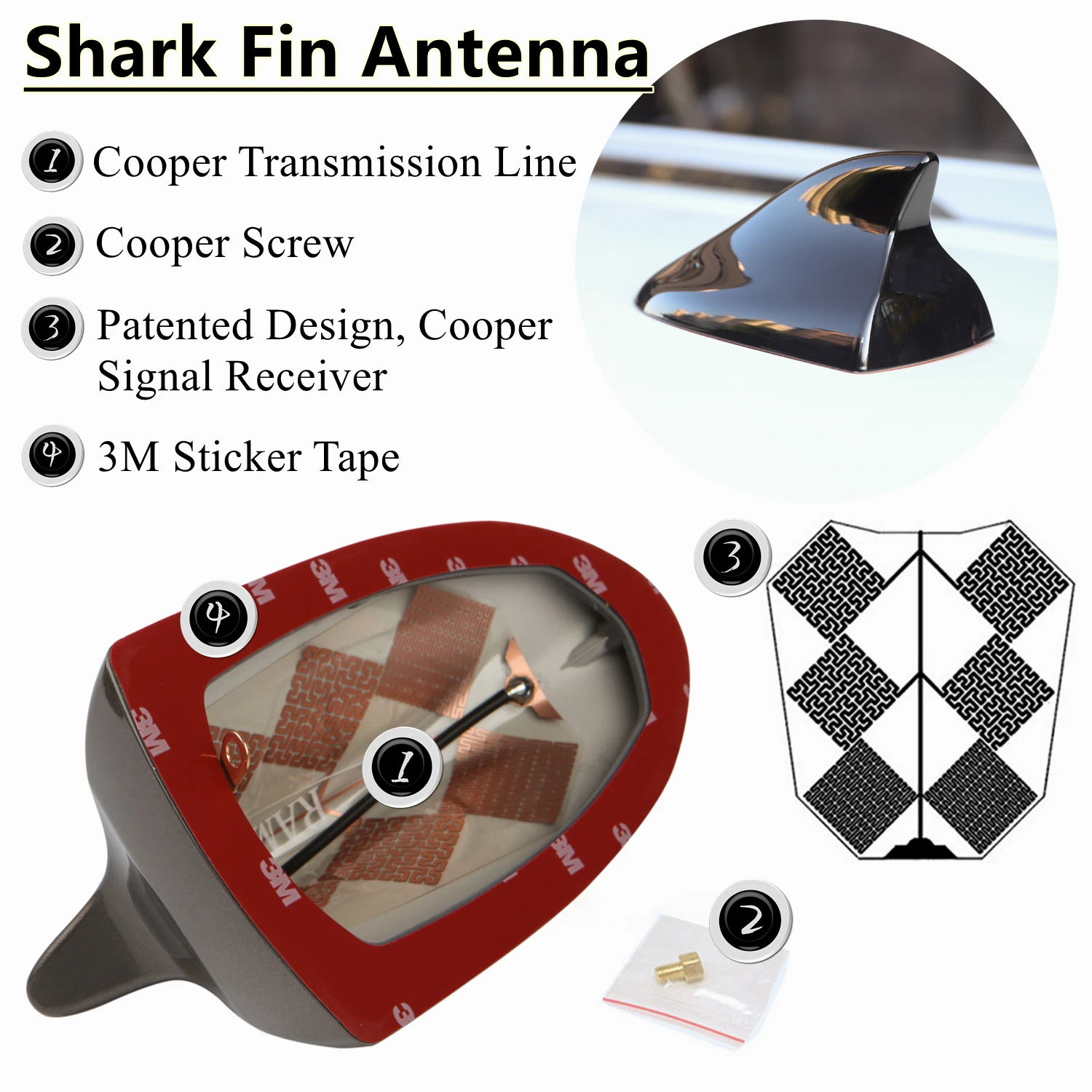 Ramble Car Shark Fin Radio Antenna for Kia Stonic SUV Auto Aerials Replacement Rear Antenna Shark Fin Antenna FM Roof Aetena