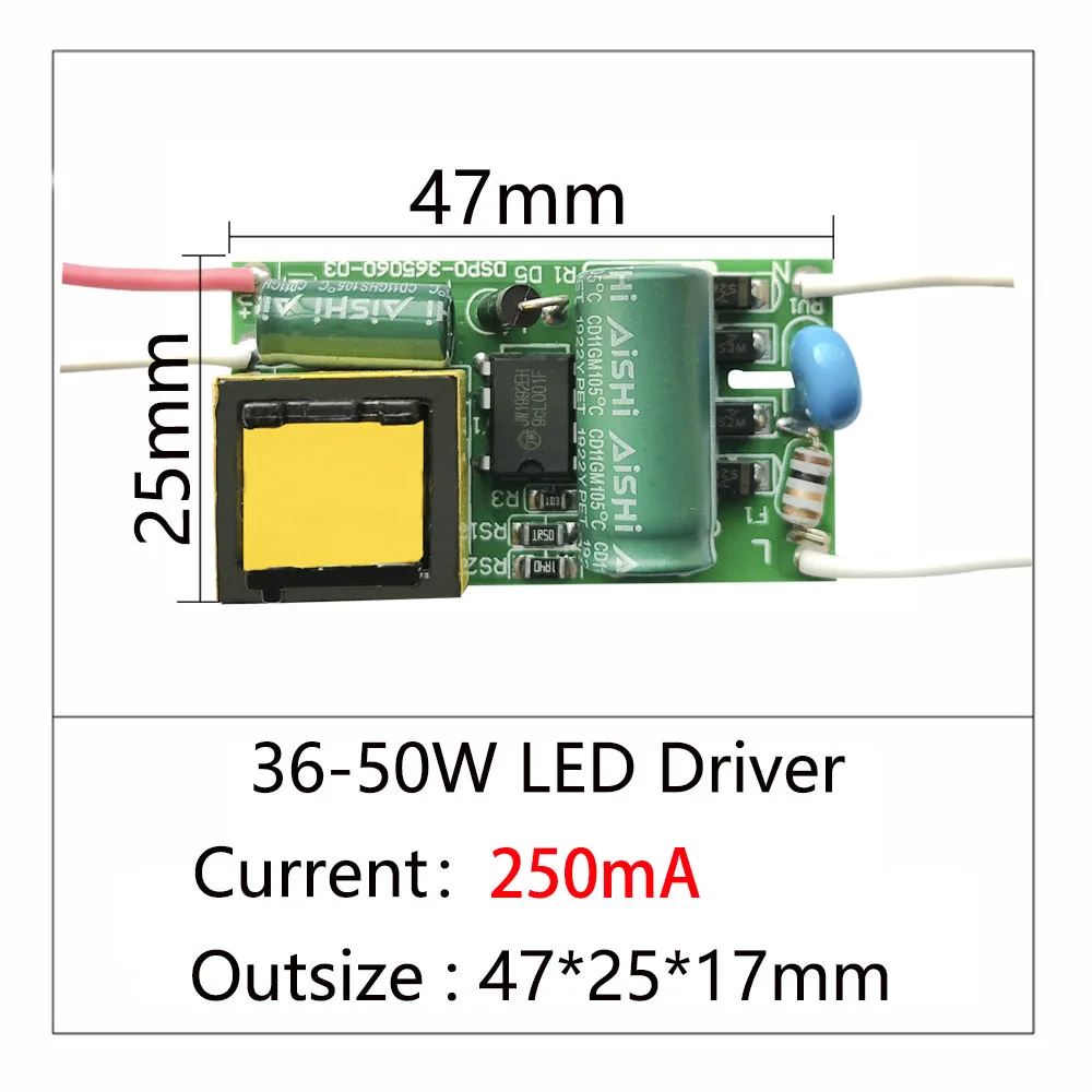 Controlador LED de 8W, 18W, 50W, 250mA, transformador de corriente constante de luz, adaptador de corriente de AC175-265V para bombilla LED DIY