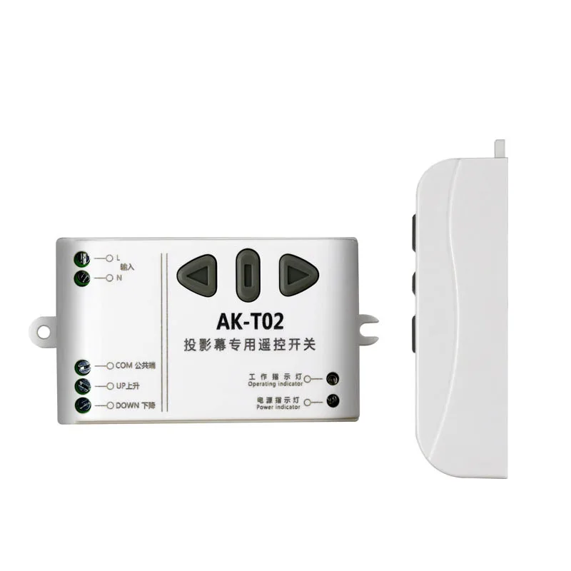 AK-T02 AC 220V Motor Wireless Remote Control Switch UP Down Stop Tubular Motor Controller Motor Forward Reverse TX RX Latched