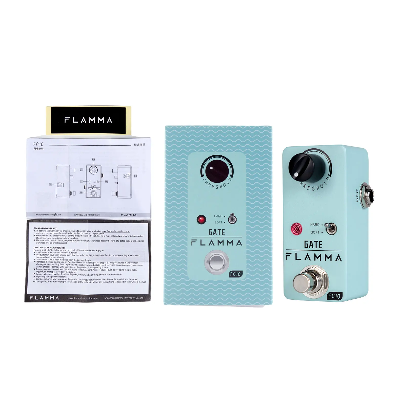 FLAMMA FC10 Noise Gate Noise Reduction Effects Guitar Pedal 2 Work Modes HARD SOFT True Bypass Full Metal Shell